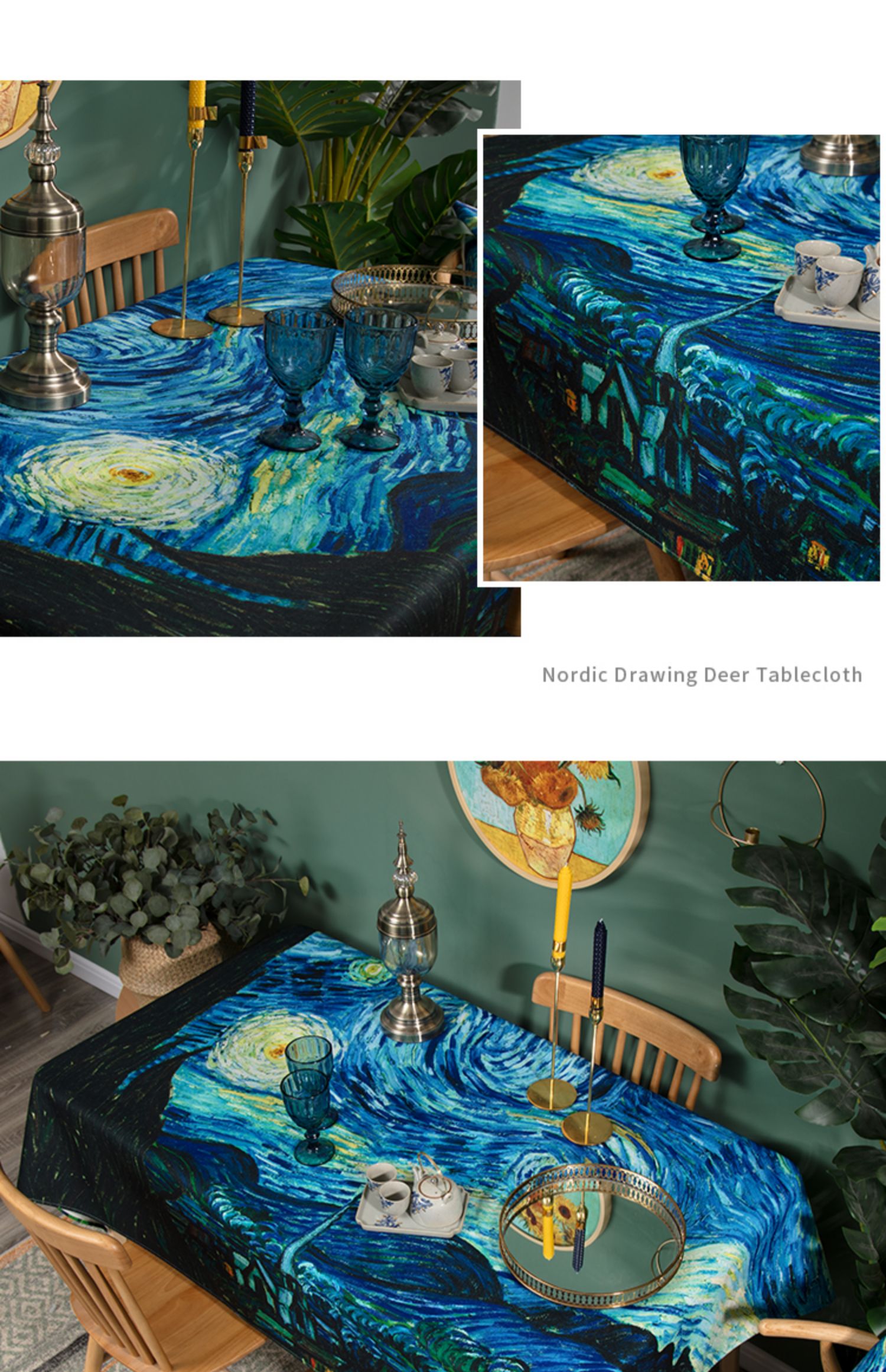 softpro向日葵梵高油画系列大师桌布防水棉麻茶几布餐桌布艺加厚美式