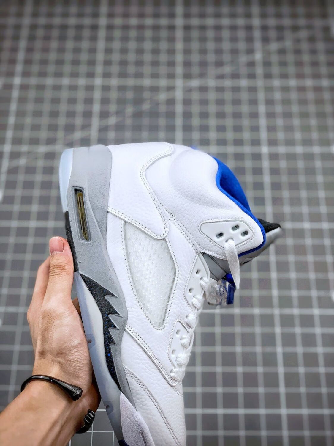 【官方旗舰店】【高版本】aj5 白蓝 后跟气垫高帮休闲运动鞋男女透气