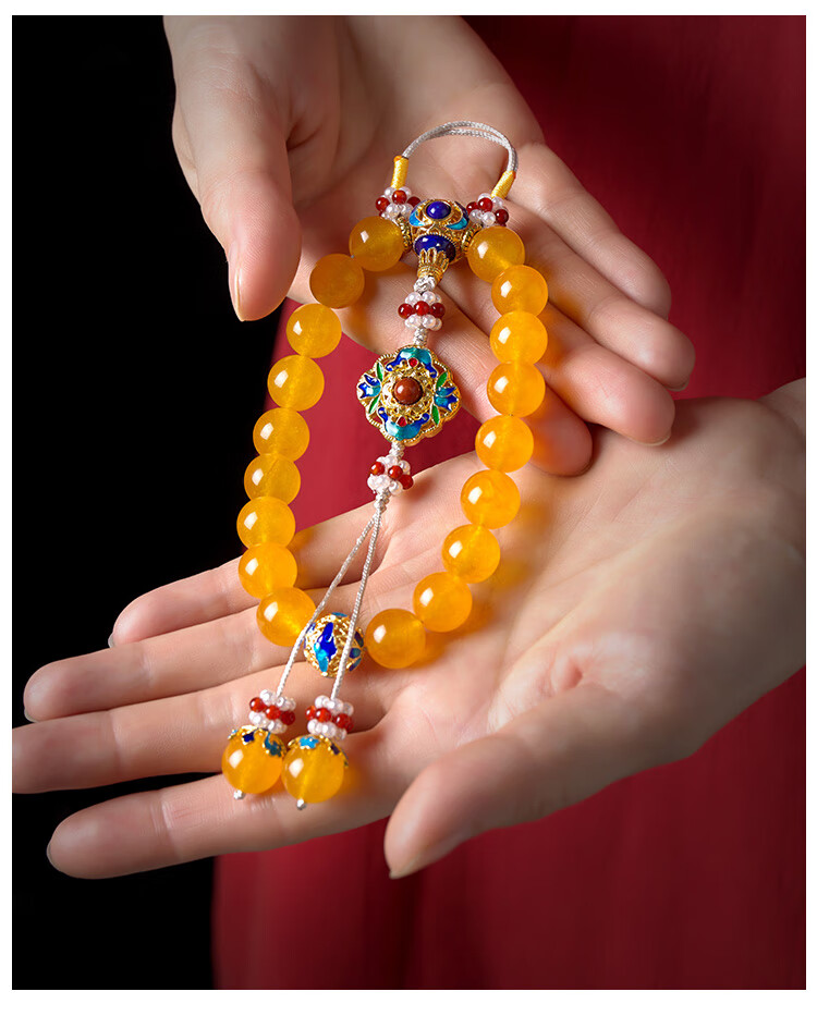 shi)黄玛瑙财神手持36颗延禧攻略故宫压襟黄玉髓手链十八子手串念佛珠
