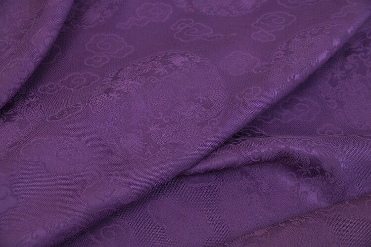 香云纱布料 紫色透孔花萝红云纱布料140宽幅纯桑提花香云纱丝绸 1米价