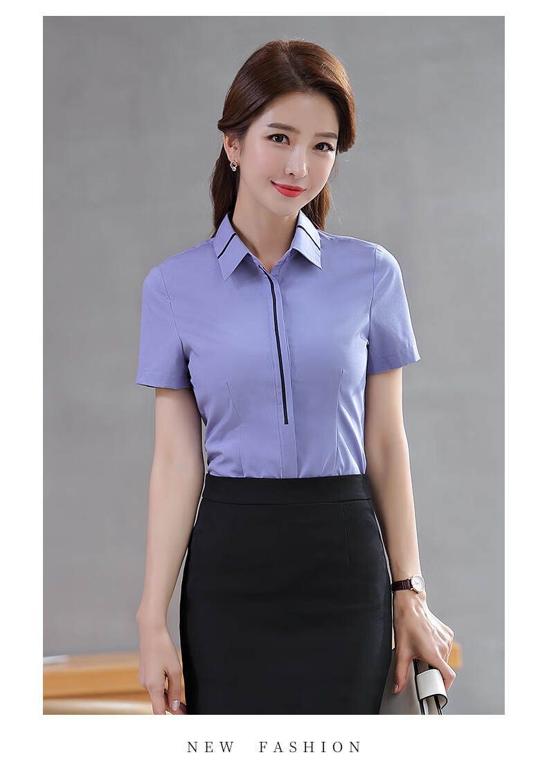 佳昭 职业套装女夏季短袖衬衫套裙工装教师正装珠宝店酒店前台工作服