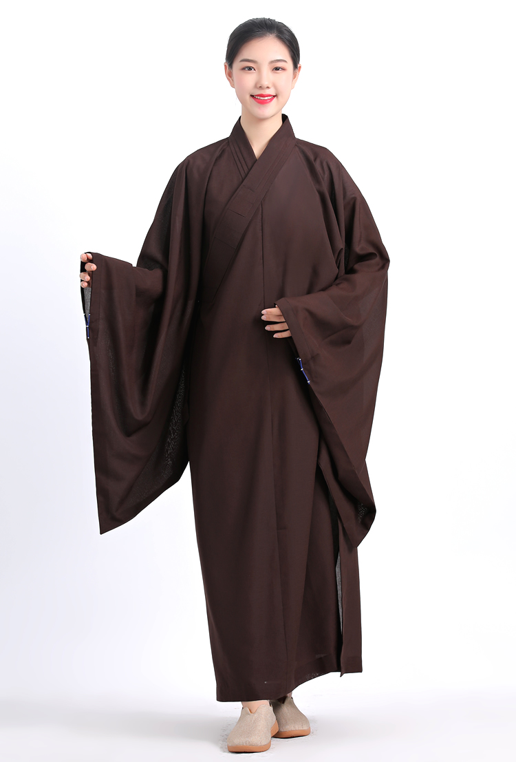 离拜 海青居士服男女海清僧禅服麻不透明长袍大褂佛系法会禅意 黑色