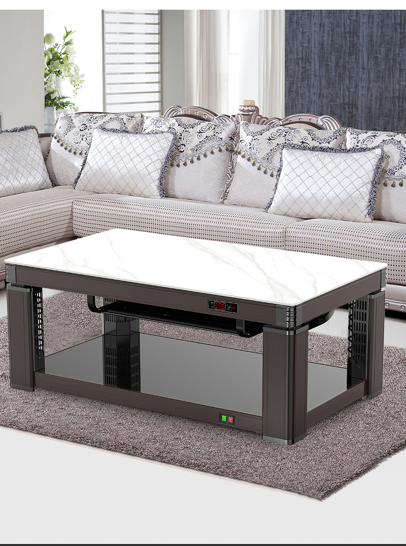 岩板天然气取暖桌电暖桌茶几烤火桌电暖炉节能家用取暖器ha 雪山石