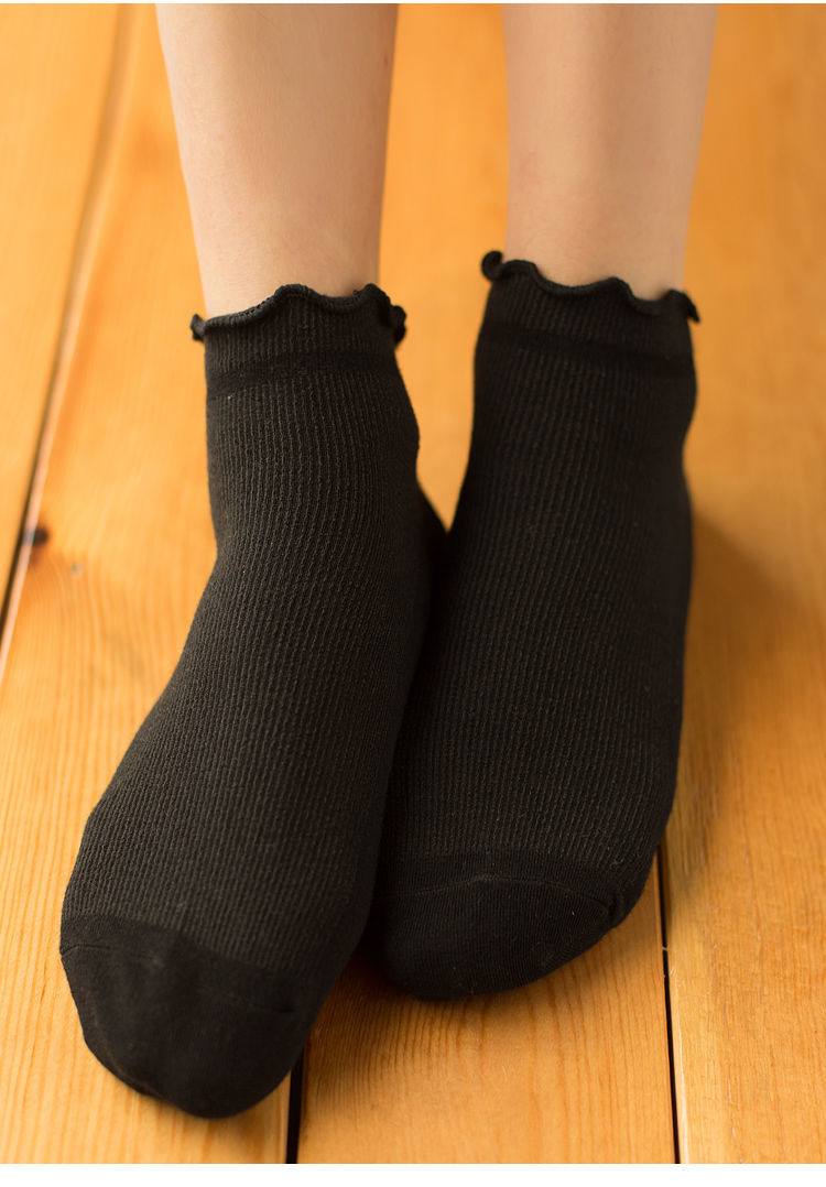 木耳边短袜-黑色【图片 价格 品牌 报价】-京东