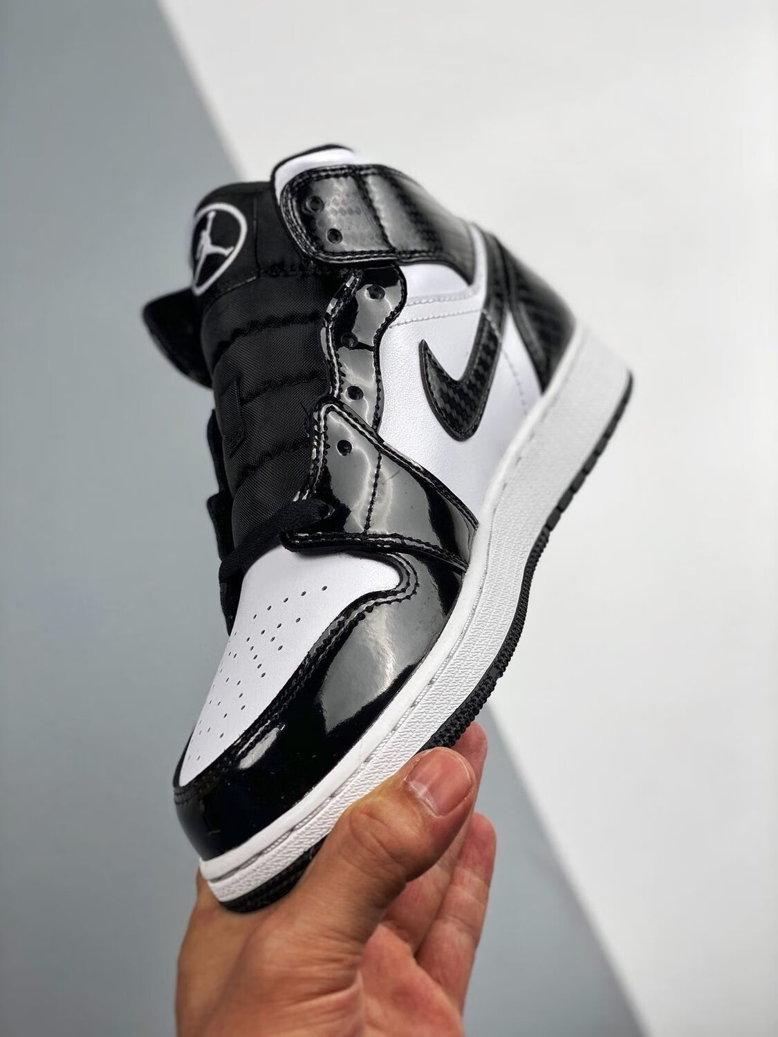 aj真爆全黑白熊猫液态金漆皮乔1中邦篮球鞋运动休闲鞋dd1649 液态金