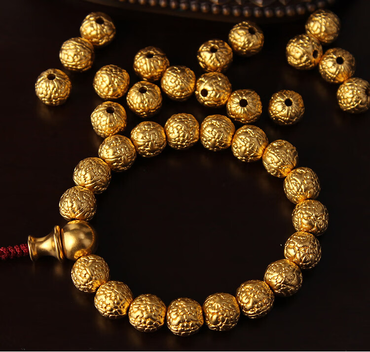 梦赤心古法黄金转运珠足金999金刚菩提珠佛珠手串散珠diy配饰可定实心