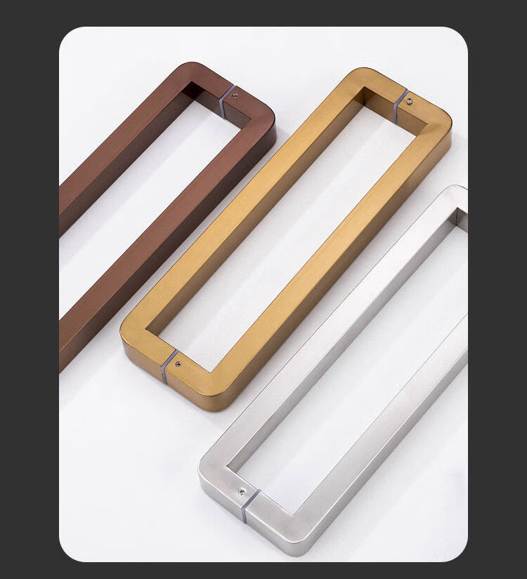 玻璃门拉手防撞圆角玻璃门把手地弹簧无框门金色不锈钢黑色大门拉手