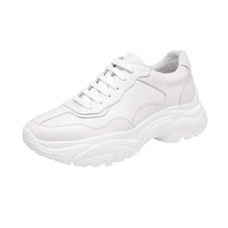 品男鞋高档运动鞋男秋季白色休闲跑步鞋子韩版潮流真皮厚底小白鞋男