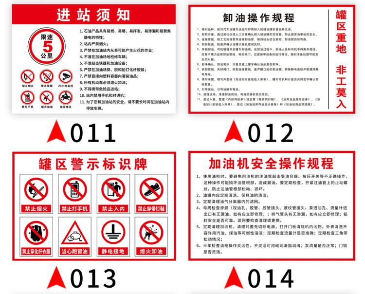 加油站进站须知禁止吸烟提示牌油品应急标志牌1六宫格塑料板40x60cm