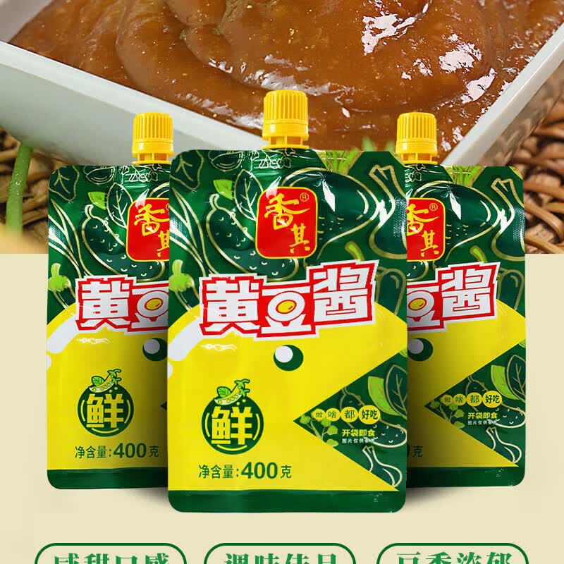 香其 鲜黄豆酱400克哈尔滨香其酱辣黄豆酱下饭酱拌面酱料调味酱 香其