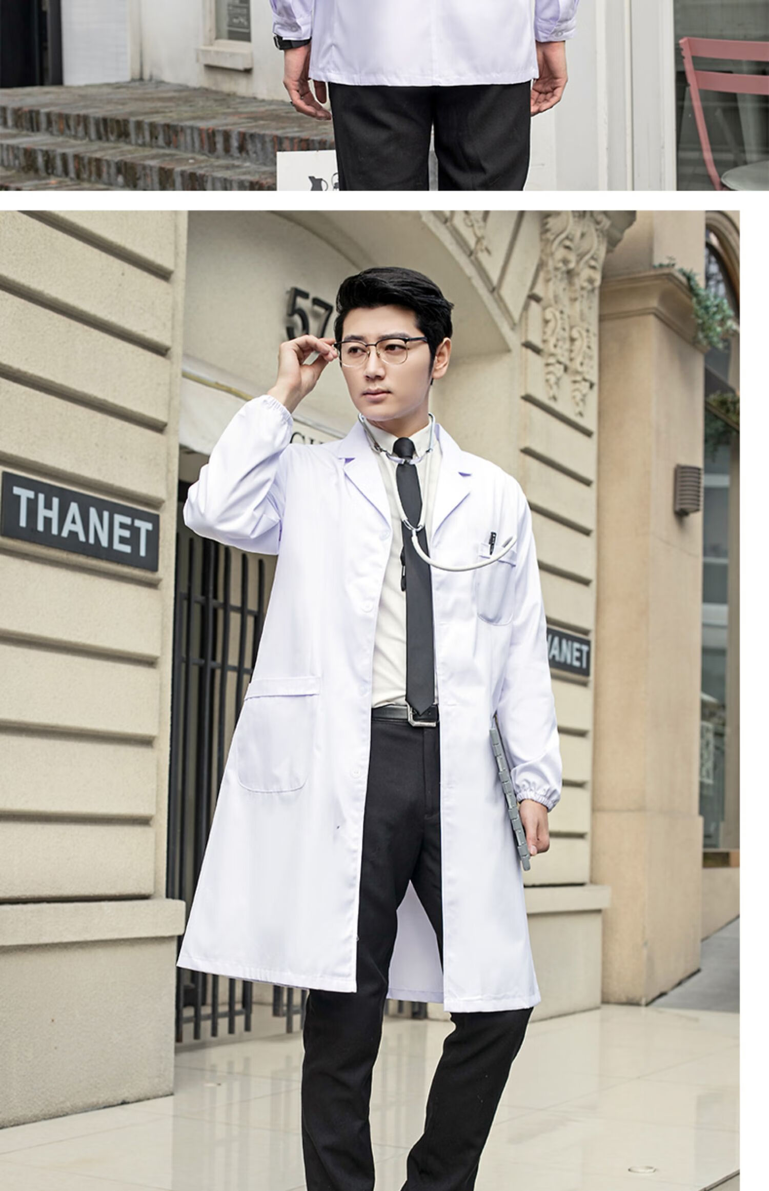 白大褂短款半身半袖医生男薄款护士医师服牙科大衣夏季短袖工作服防尘