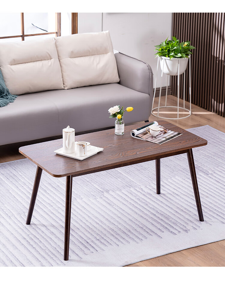 宜人家实木桌子60cm高茶几客厅简易茶桌家用小户型咖啡桌高款矮桌原木