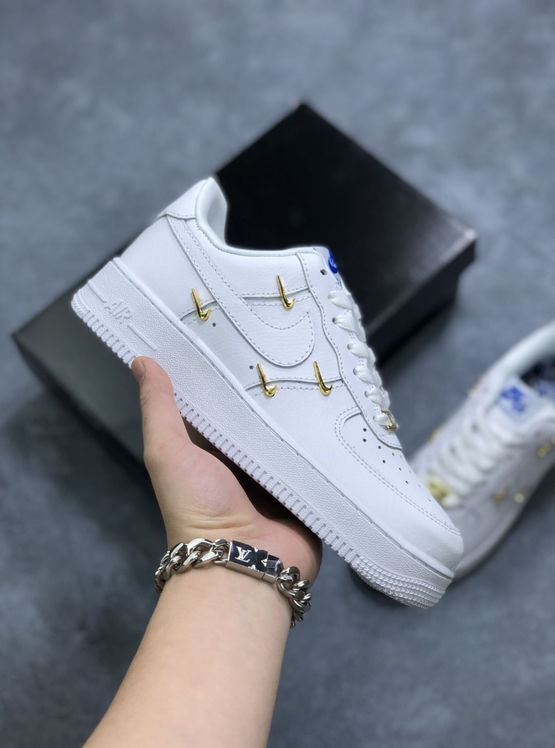 af1四钩纯白白蓝空军板鞋ct1990101头层纯原小金勾四勾ct199010136