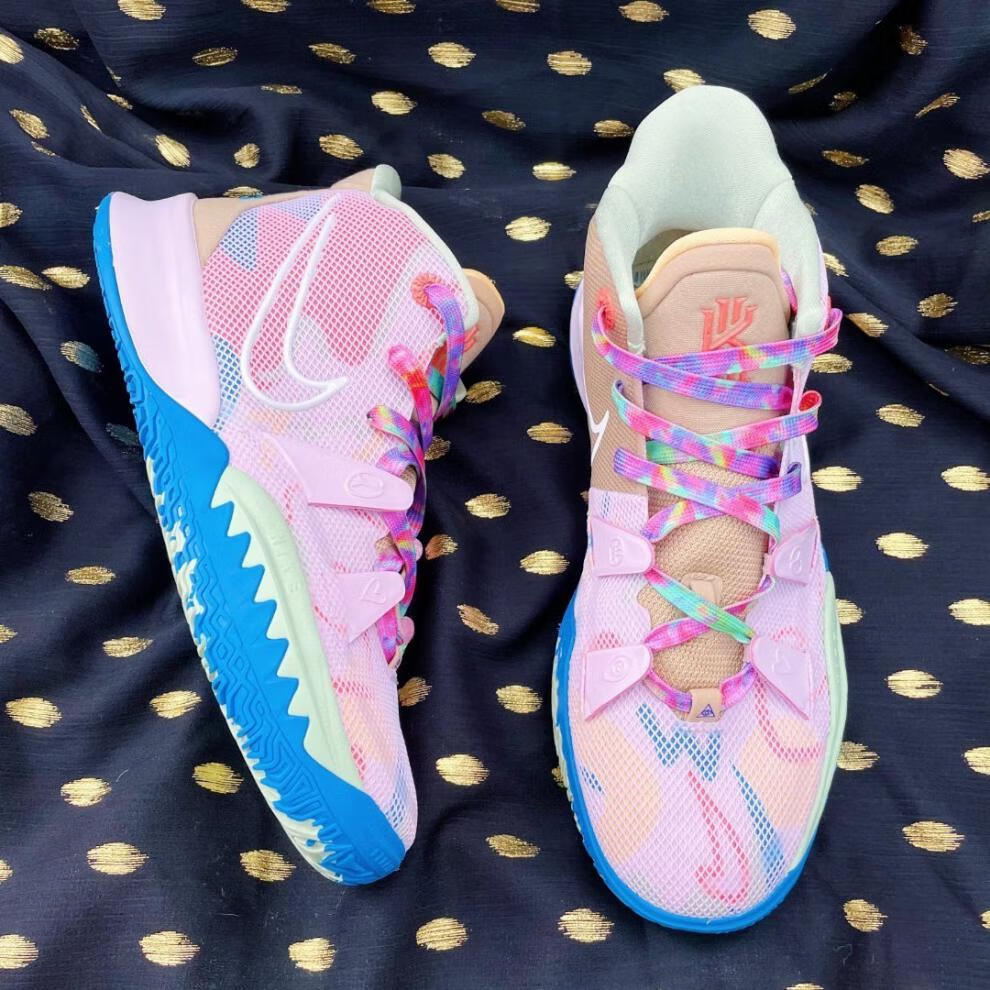 适配7kyrie7和平与爱ld1people淡粉色七彩反光ow联名鞋带 七彩鞋带