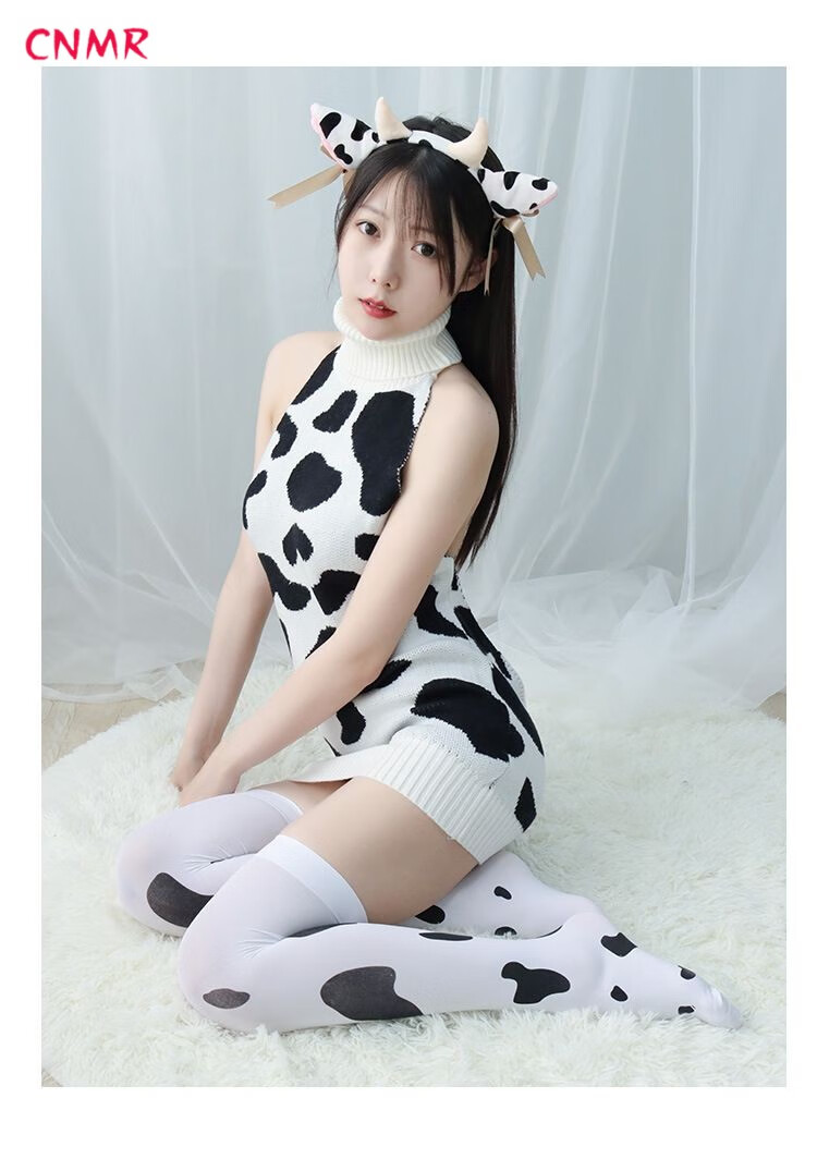 cnmr成人情绪内衣日系少女奶牛高领大露背毛衣制服情趣中长款工口性感