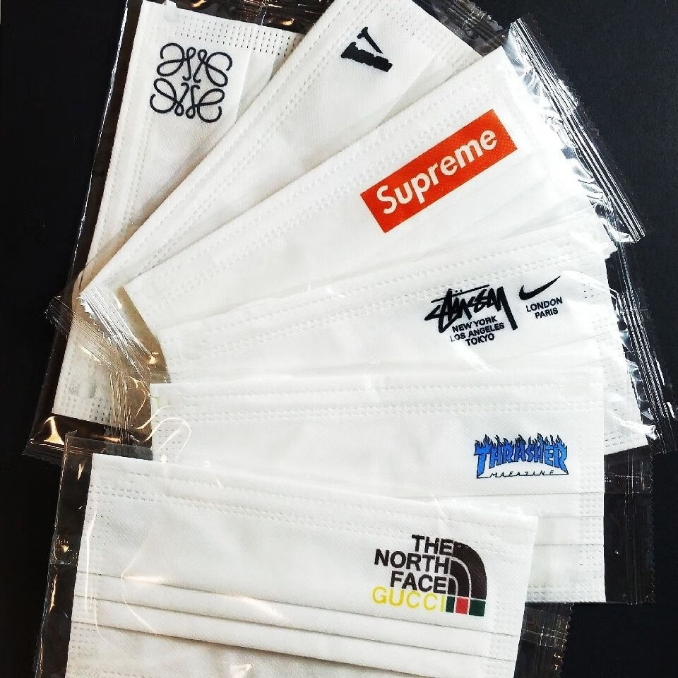 女轻薄透气nba北脸bm联名时尚中国风潮流网红nk蓝色火焰字母印花口罩