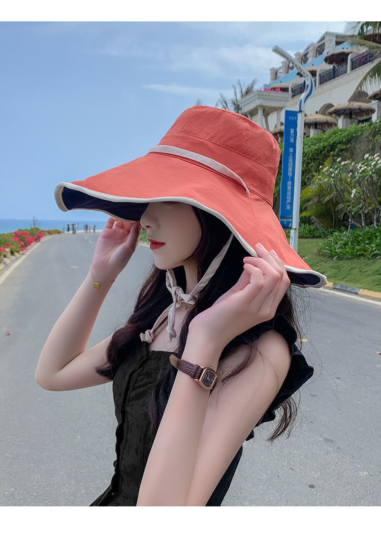 xpmr新品平檐帽子女渔夫帽夏季防晒春夏遮阳帽太阳帽洋气遮脸遮阳圆脸