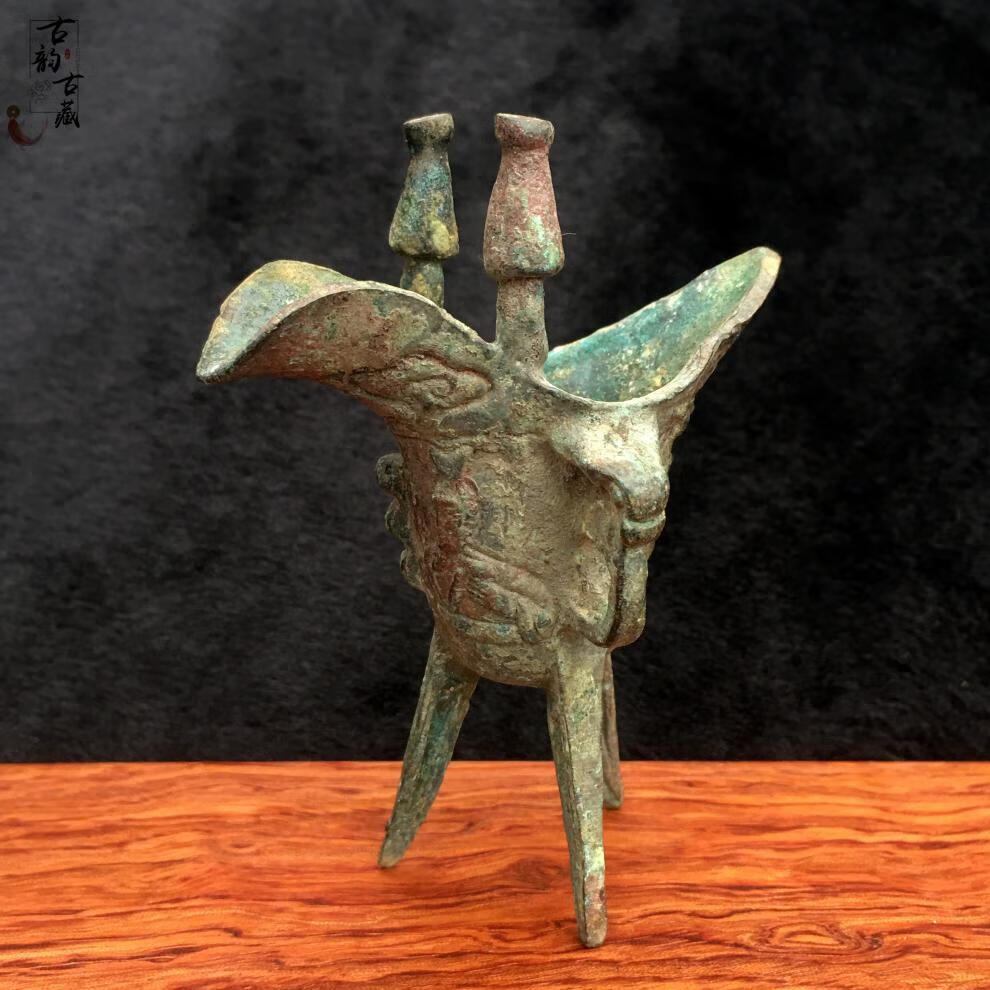 仿古帝王杯铜古董收藏青铜酒樽仿古做旧古代宫廷酒杯铜爵杯杯青铜器父