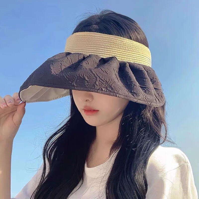 贝壳防晒帽贝壳防晒帽女士夏季遮脸遮阳显脸小空顶帽防水太阳帽大檐