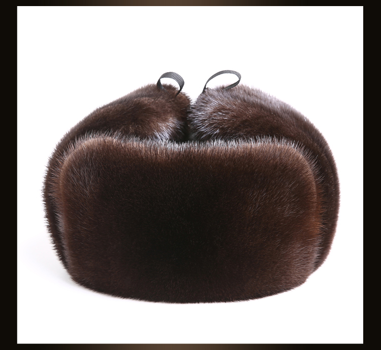 皮帽子男整水中老年护耳雷锋帽冬季天男士水獭皮草帽子水獭本色s545