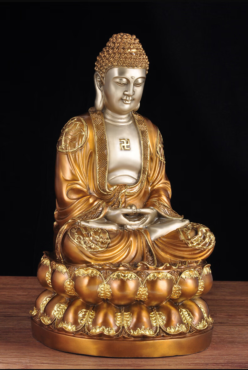 mling 全铜释迦牟尼佛像摆件供奉家居佛堂寺庙大日如来佛祖铜像工艺品