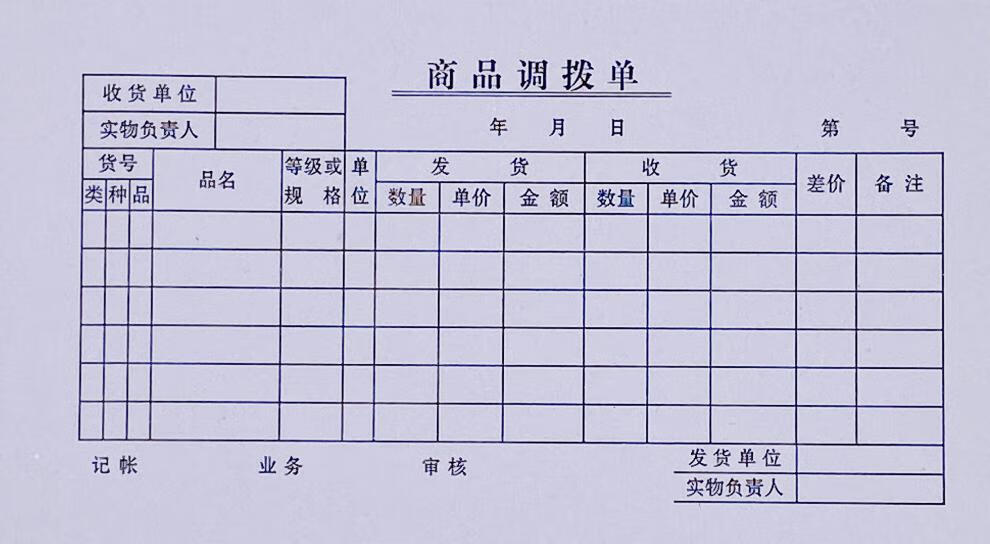 豐棋嘉倉庫貨品物資商品調撥單單聯一聯調撥單商品店面門面調倉單據