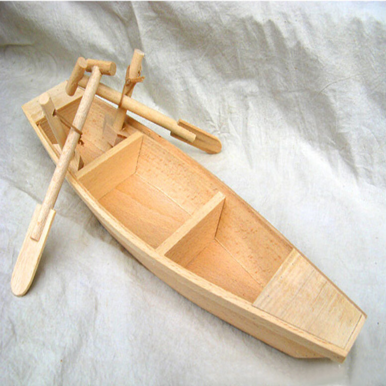 家庭家居装饰品木制小木船模型实木小渔船摆件创意工艺玩具称象船榉木