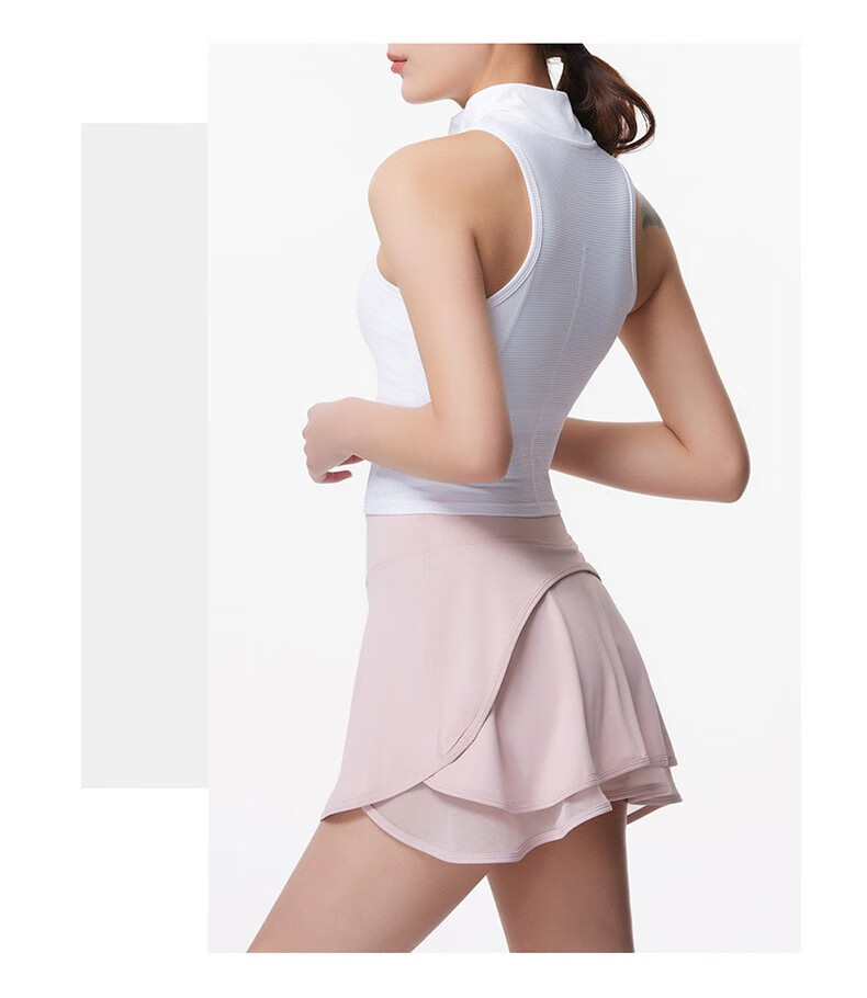 白色运动短裙女网纱带内衬羽毛球半身裙防走光跑步裙子网球裙裤白色s