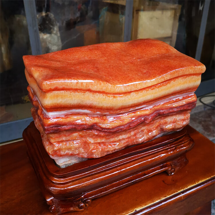 天然猪肉石 奇石矿石天然猪肉石红烧肉东坡肉五花肉石观赏石家居装饰