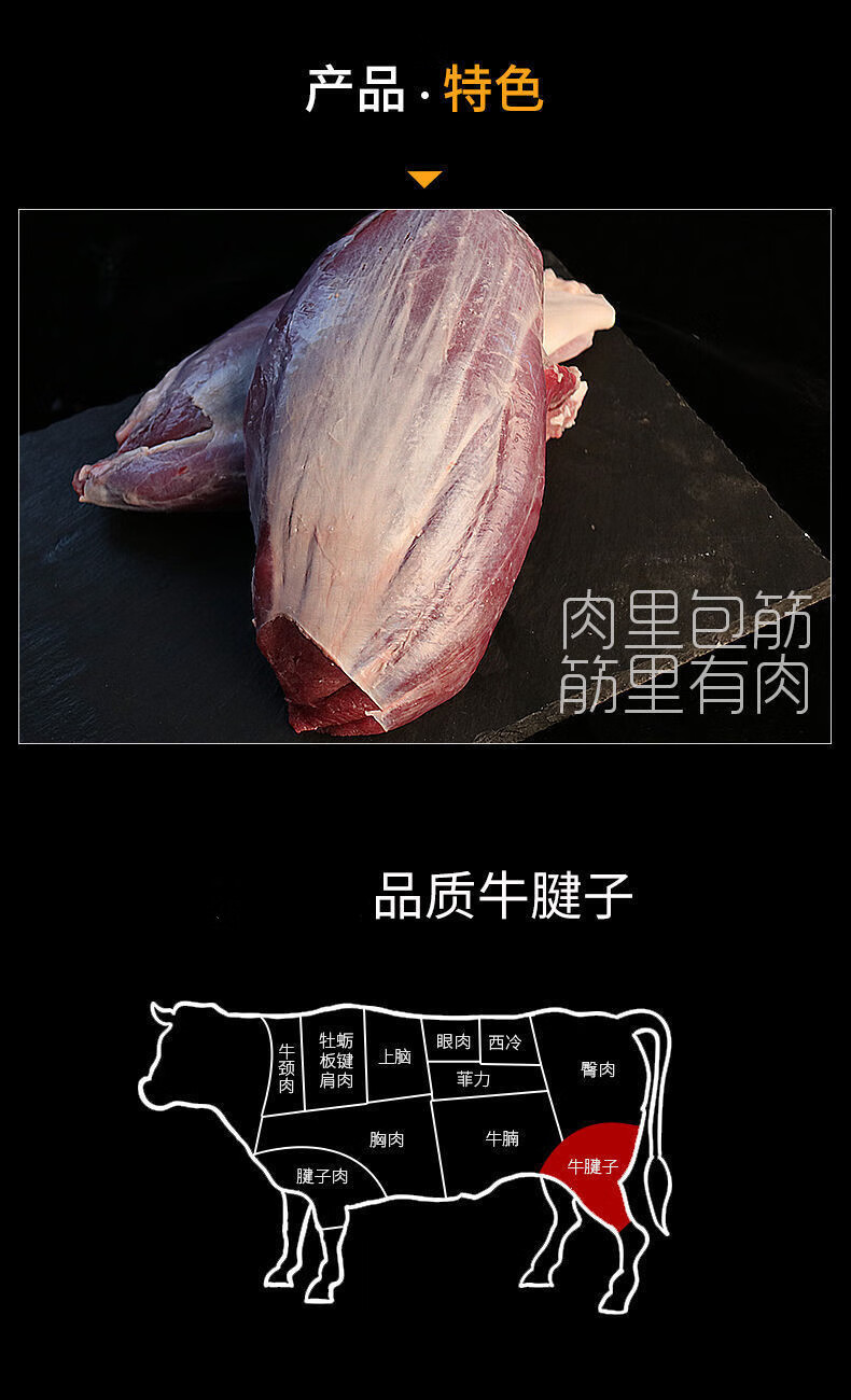 牛腱子肉新鲜牛肉鲜牛腿肉牛前腱肉类调理冷冻批发火锅食材黎麦跃堡 4