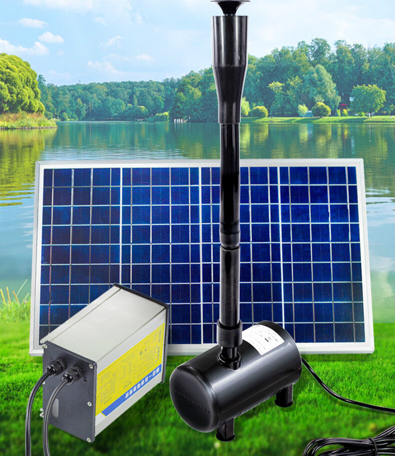 太阳能水泵户外水池循环喷泉抽水泵 小型庭院鱼池12v直流潜水泵 25w