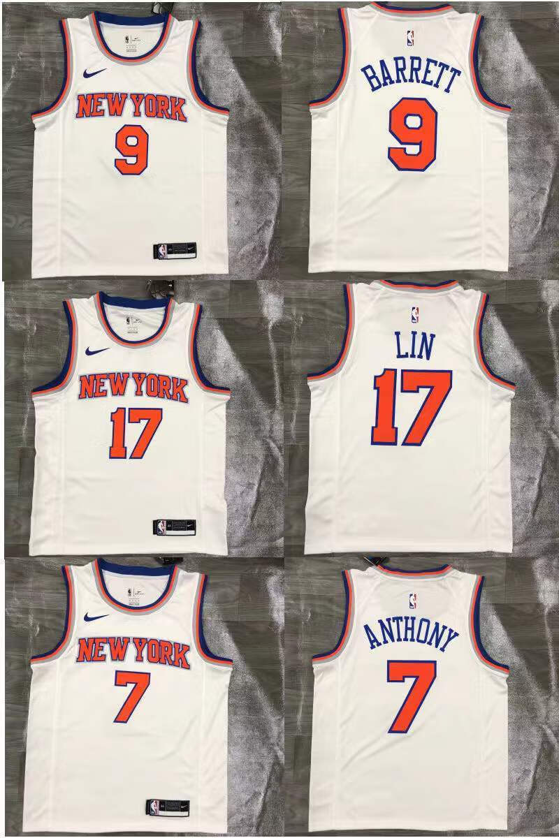 腾讯体育nba同款75周年尼克斯队17号林书豪球衣4号罗斯7号安东尼复古