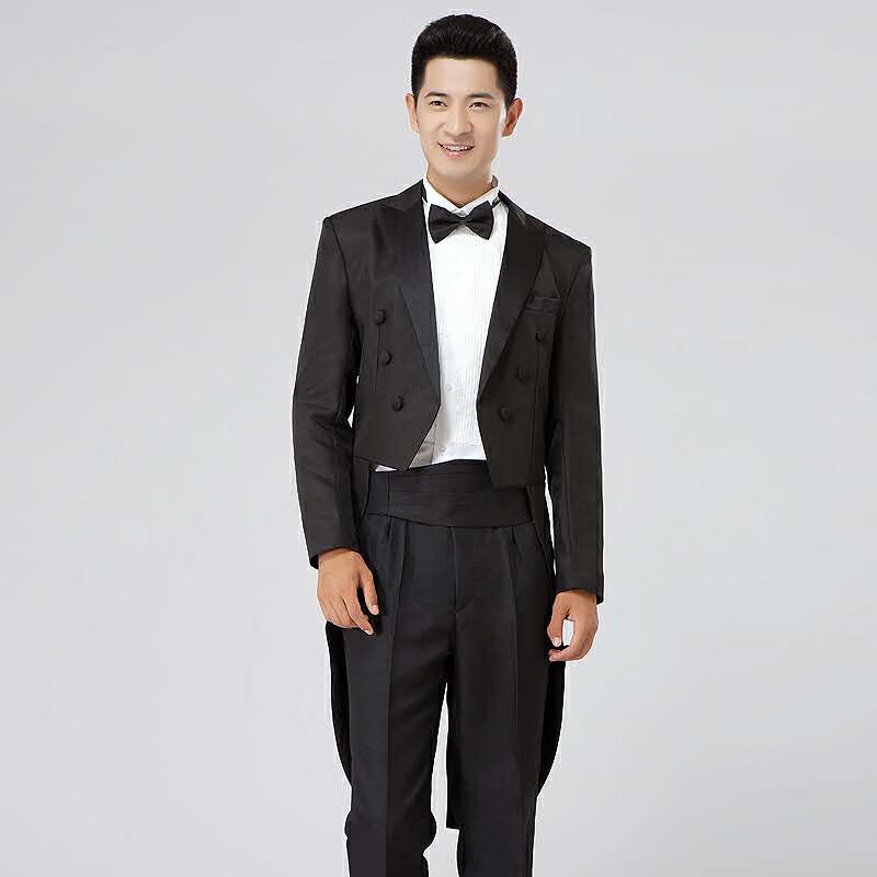男士燕尾服舞台表演礼服结婚西服伴郎服影楼摄影服装主持演出西装