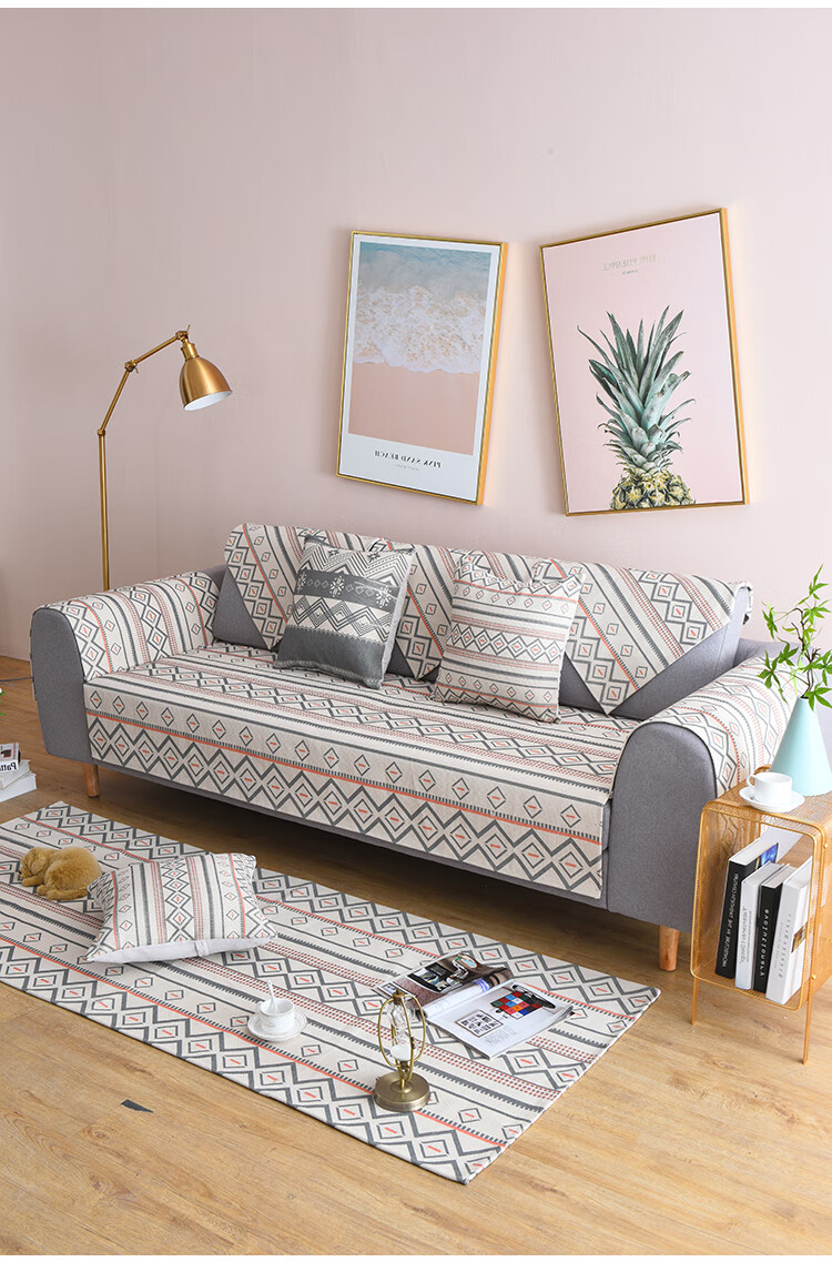 棉麻沙发垫四季通用北欧简约现代布艺坐垫客厅用沙发罩套巾定做 塔罗