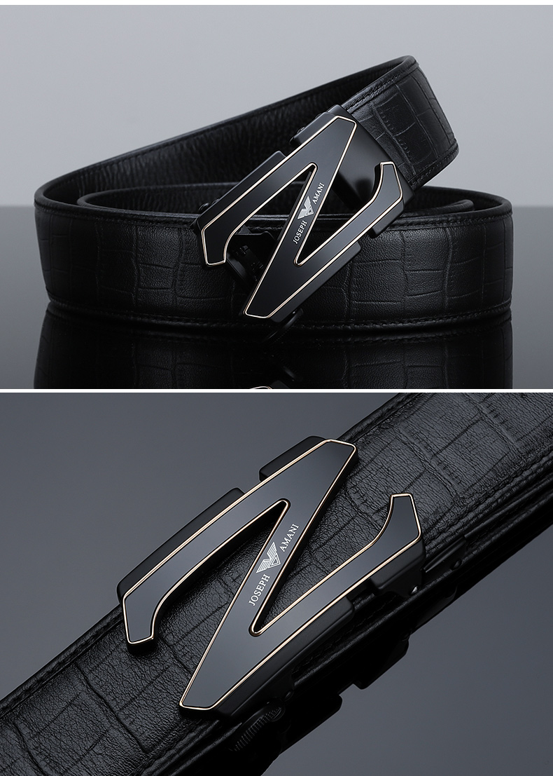 男士皮带 真皮自动扣裤带男商务潮腰带年轻人个性1 605791黑色升级版