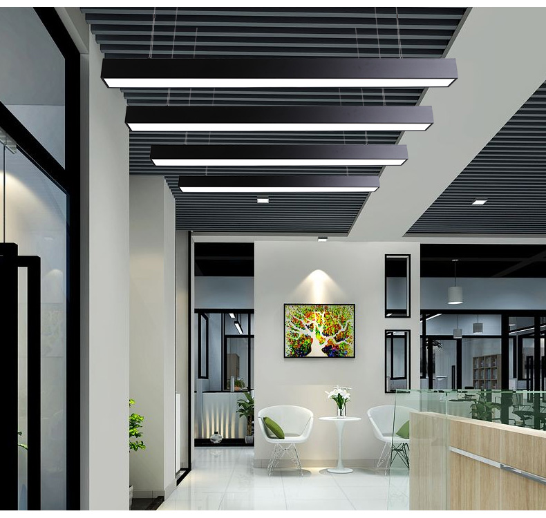 led办公室长条吊灯长方形创意个性工装公司店铺条形灯具10公分宽白
