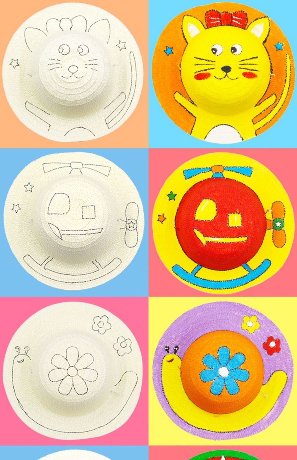 草帽diy绘画帽子幼儿园绘画画草帽儿童diy墙面装饰创意美劳材料手工