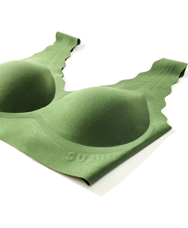素肌良品果冻挺无尺码美背内衣女小胸聚拢2022年新款文胸胸罩 舍勒绿