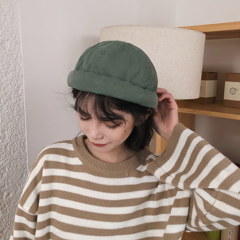 hktw 日本学生帽日本水洗面料字母复古做旧地主帽棉嘻哈帽子女春夏
