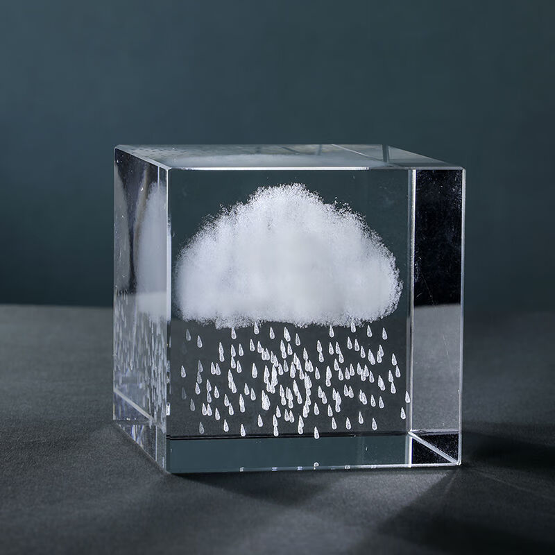 华为(huawei)生态家居同款无聊看看下雨的云水晶桌面小摆件正方体情侣