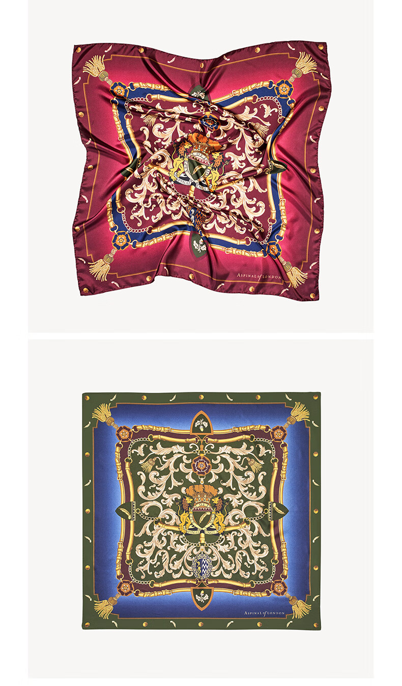 aspinal of london 奢侈品丝巾真丝丝巾女士围巾方巾轻奢品牌经典标识