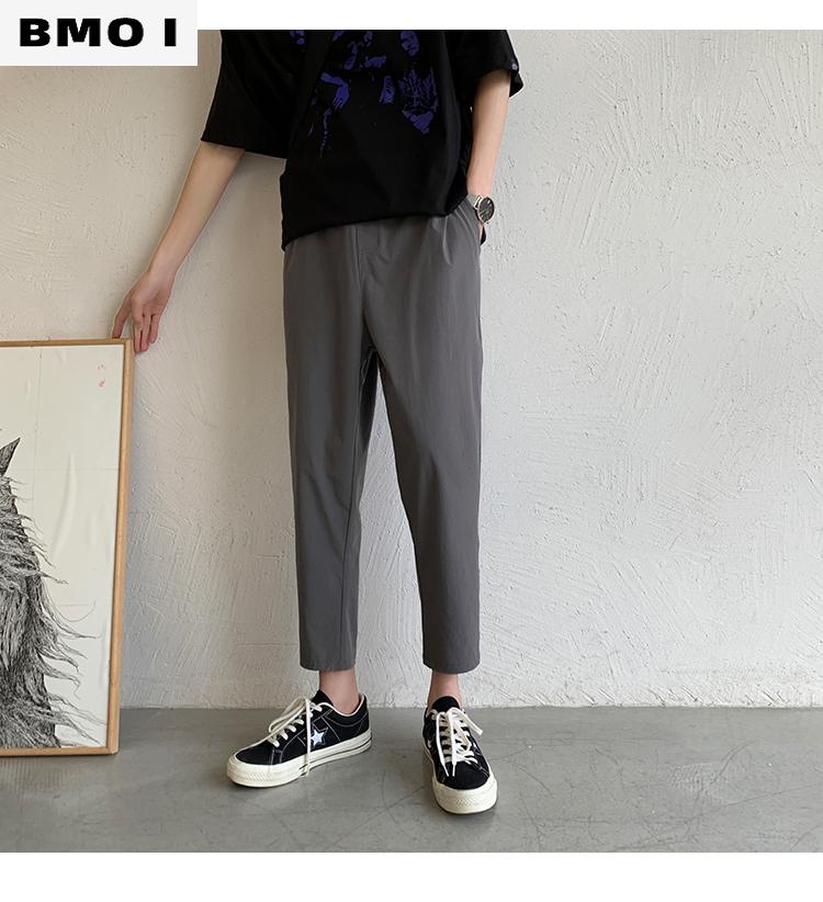 高端品牌夏天fashion休闲裤裤子男夏季薄款韩版潮流ins九分裤小脚宽松