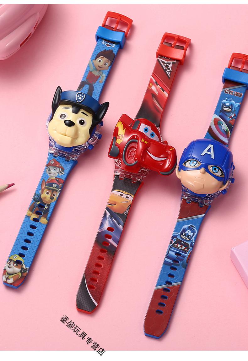 闪灯小孩电子表小学生开学礼物卡通玩具手表阿奇电子手表带音乐灯光