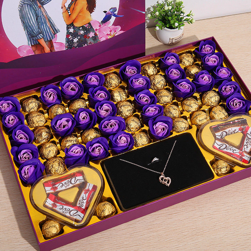 巧克力礼盒七夕情人节礼物女朋友送老婆七夕节礼物送男友礼物77粉心中