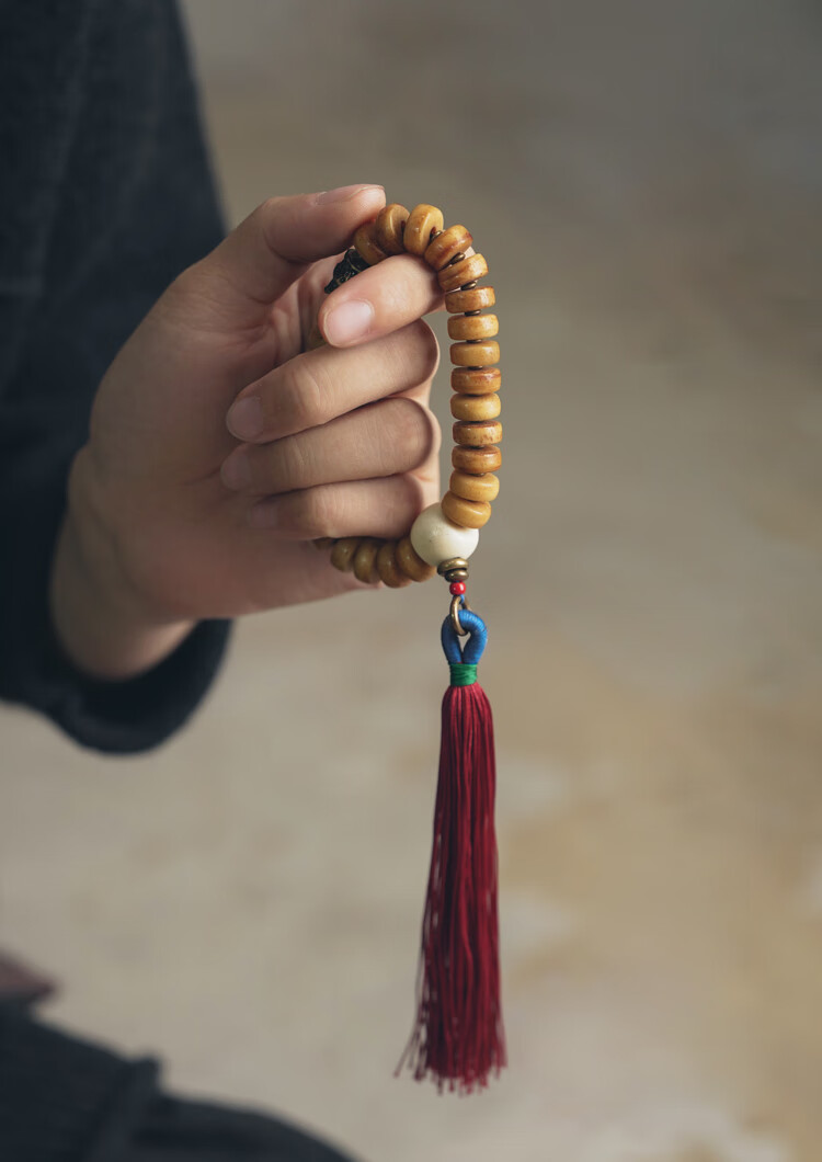 复古民族风大牛骨流苏手链男 藏族特色念珠盘玩手串饰品 男生18码