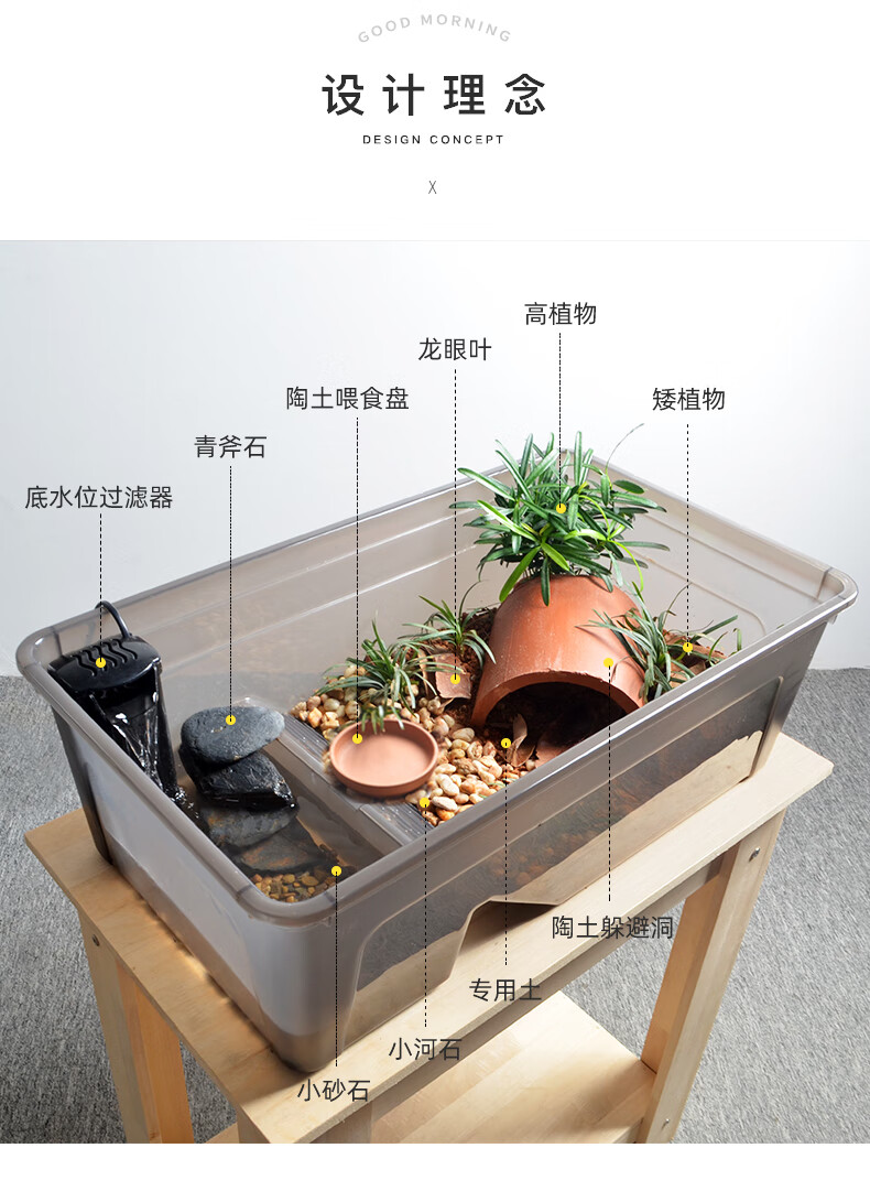 贝拉缘*乌龟缸黄缘专用饲养箱造景生态大号缸水陆两栖半水龟躲避龟缸