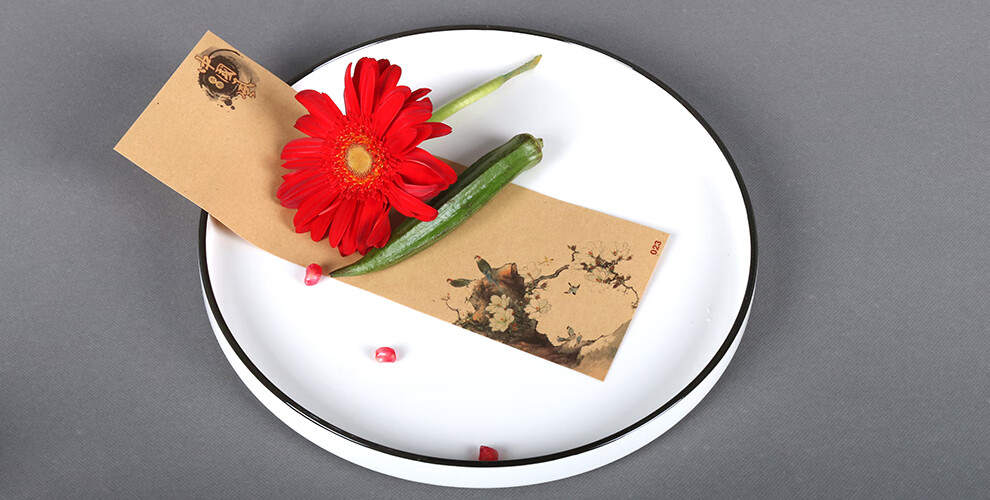 牛皮纸卷筒垫盘画酒店餐厅厨师用品摆盘花草三套300张1626带180支拉花