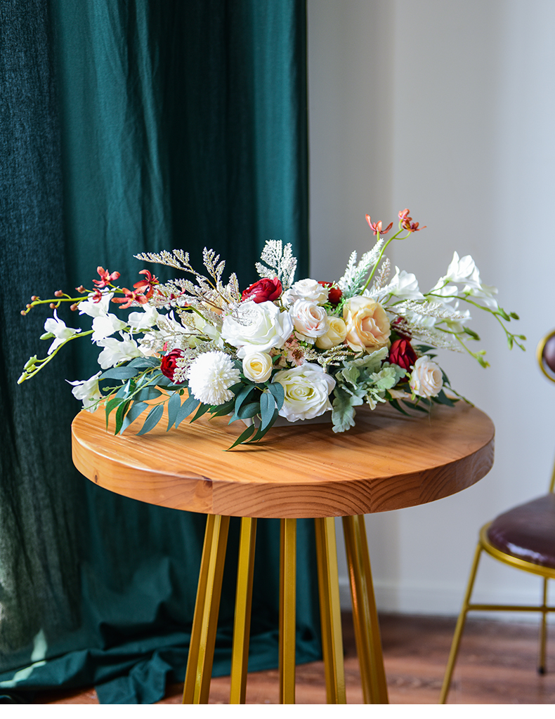 仿真花假花摆件餐桌花餐厅会议室酒店圆桌干花装饰摆设台花艺d款讲台