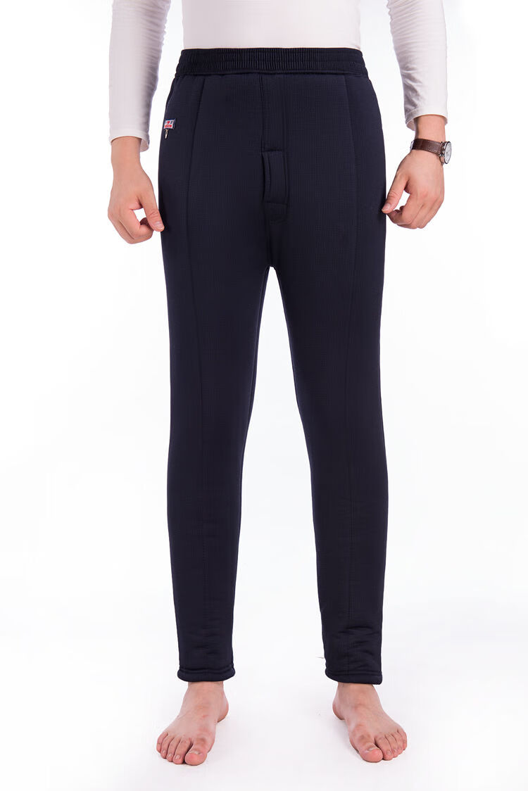 男士秋冬打底裤冬中年棉裤士加绒加厚三层保暖裤中老年人贴身高腰驼绒