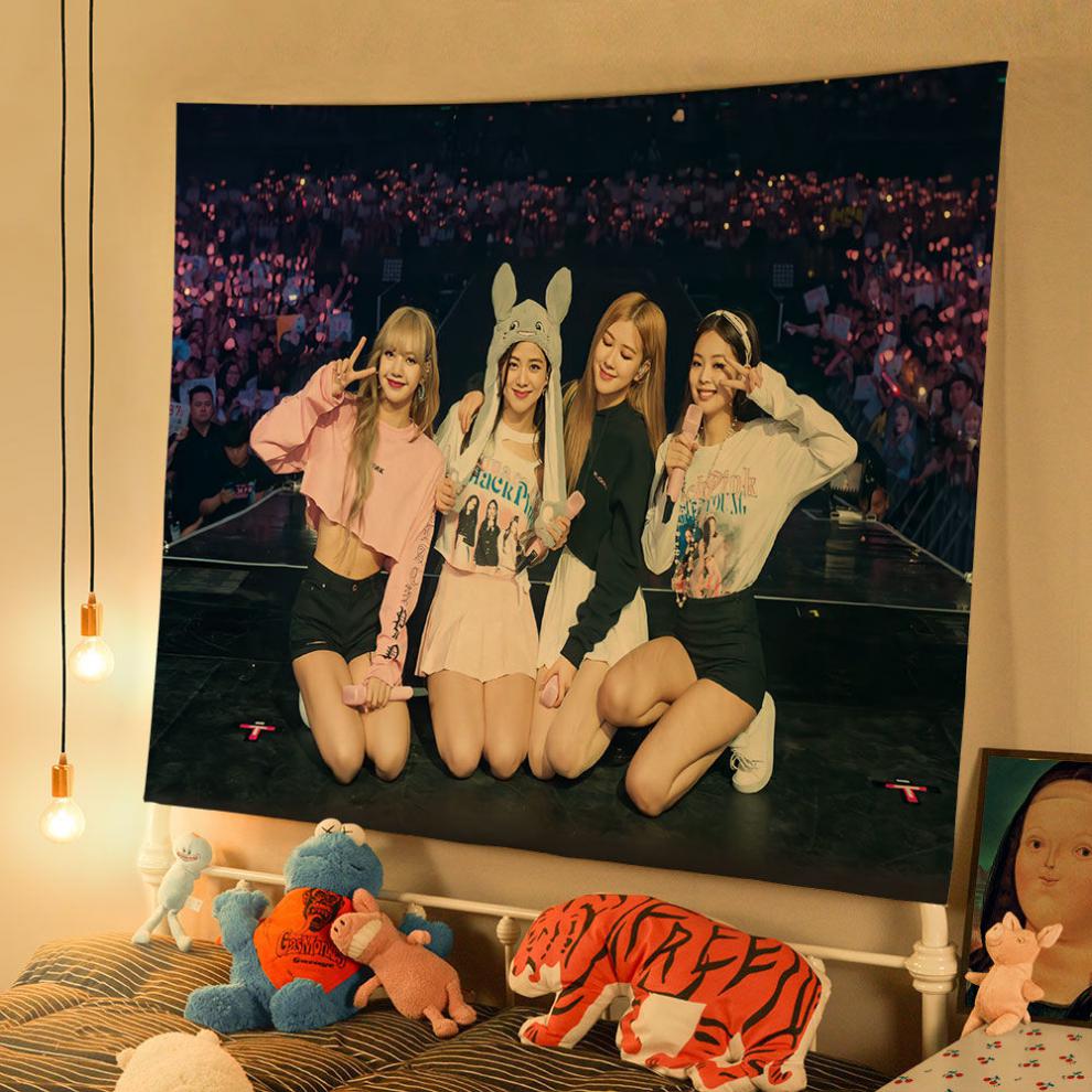 花仟陌blackpink背景布智秀lisa智妮rosé卧室挂布挂毯布置宿舍装饰布